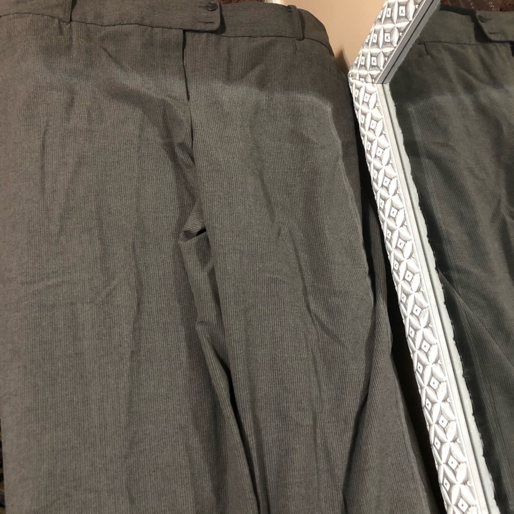 Gray with slim pinstripe slacks